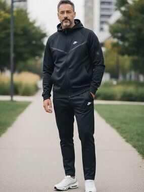 Nike Tracksuit Set Men’s Black Hoodie Jogger Full Zip Sweatsuit Sizes 2x & 3x